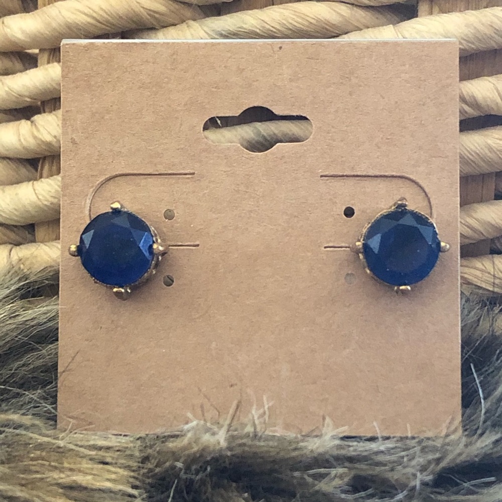 Vintage faceted simulated sapphire stud earrings